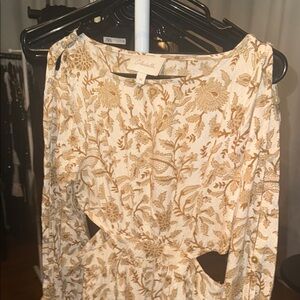 Cleobella Cream and Gold Floral Long Sleeve Dress